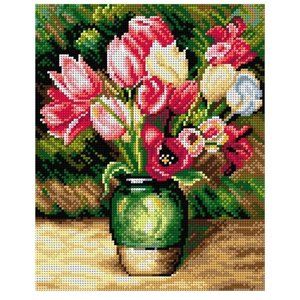 Tulips in a Vase. Needlepoint Canvas for Half Stitch without Yarn, by Orchidea